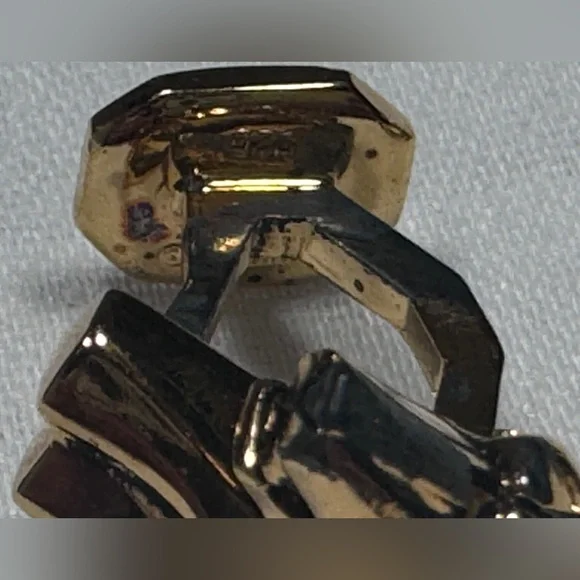 VTG Rick Cameron Wolf Head Cufflinks - Vermeil 925 Silver-Gilt 24k Gold Wildlife